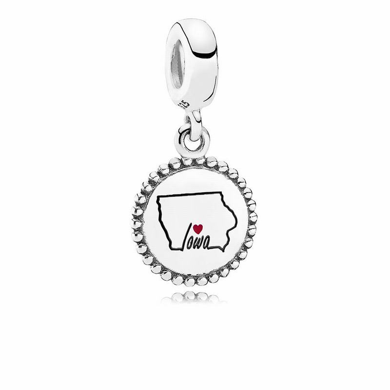 Pandora Australia Iowa State Heart Dangle Charm - Sterling Silver | SENGTP830